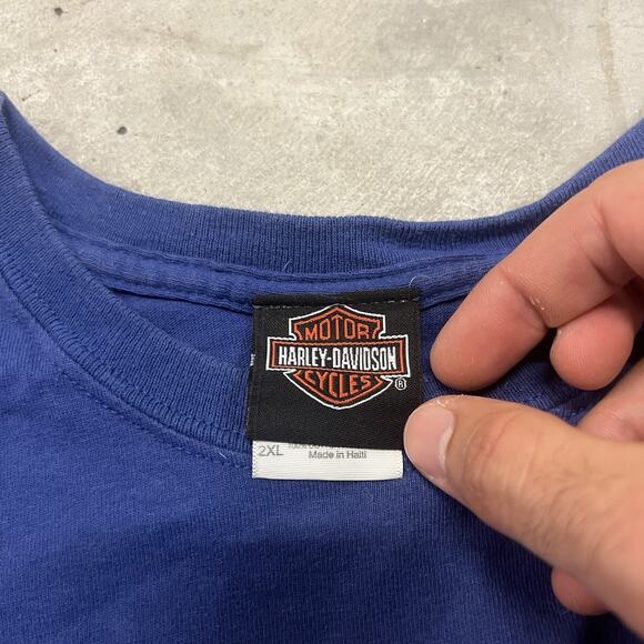 2013 Harley Davidson Tampa Bay Florida DBL Sided Size 2XL Blue Short SLV Tee - Picture 8 of 8